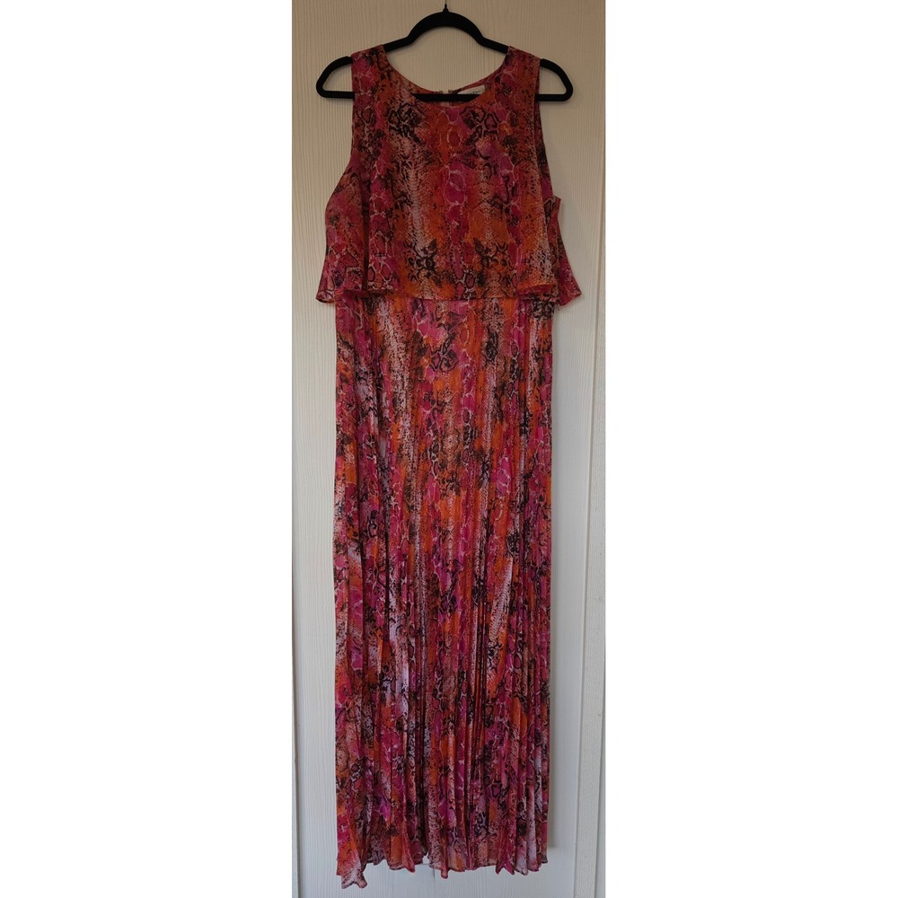 Calvin Klein Snakeskin Print Pleated Sleeveless Maxi Dress Prom HOCO Homecoming